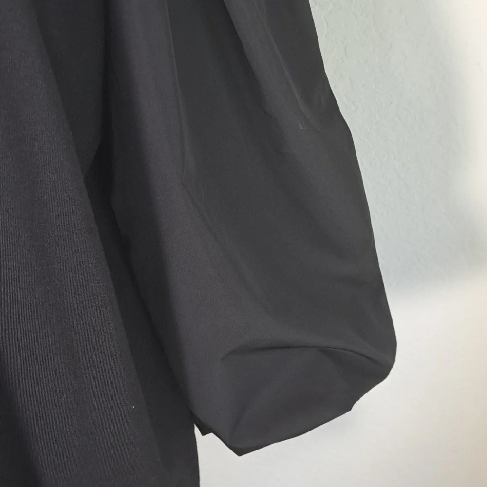 Chico’s Women’s Top Black Knit Silky 3/4 Puffed Sleeve Elastic Crew Neck Size XL